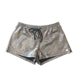 SEA DRAGON STUDIO Women’s Silver Holographic Pull On Shorts Sz Small
